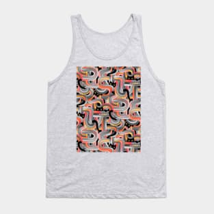 Geo Cats Maze in Sunset Colors plus Grey Tank Top